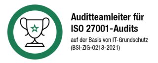 Zertifikat-Grafik Auditteamleiter für ISO 27001-Audits